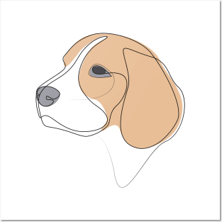 Beagle - one line drawing with colour Posters and Art